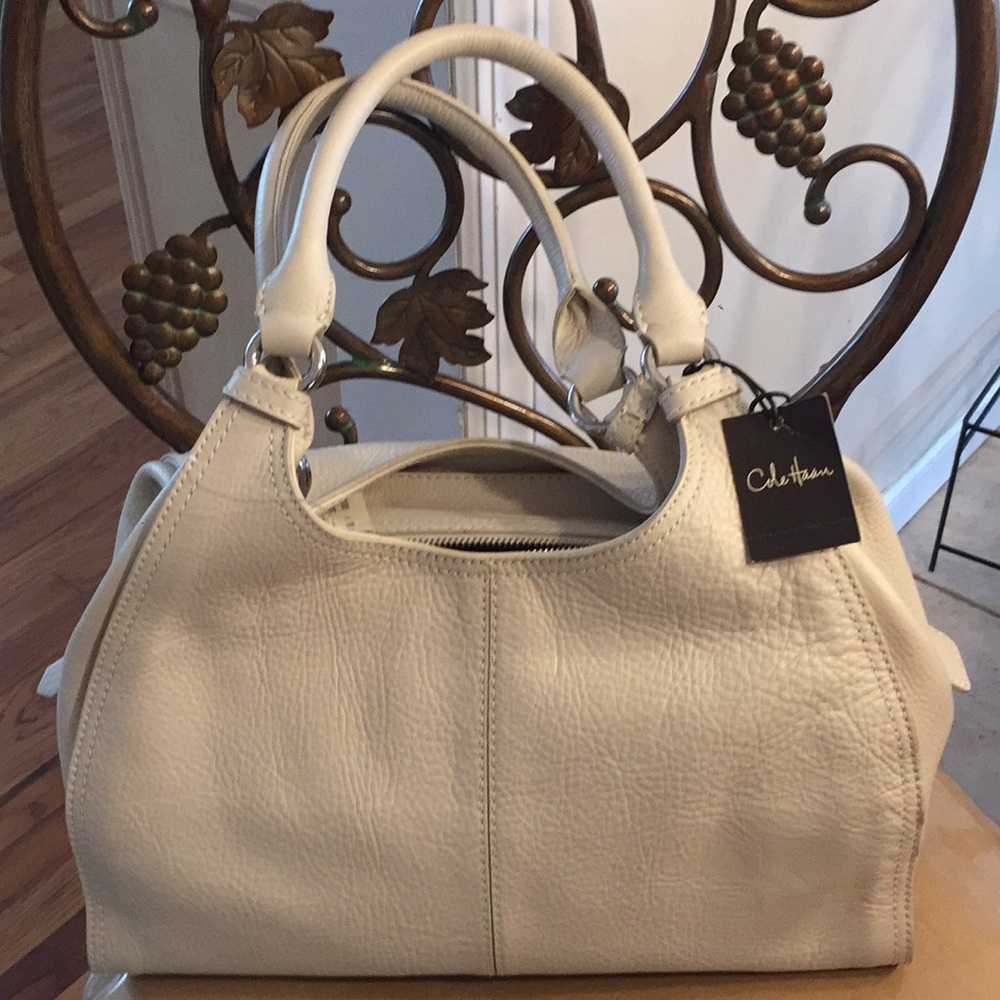 Cole Haan authentic leather stone satchel bag NWT